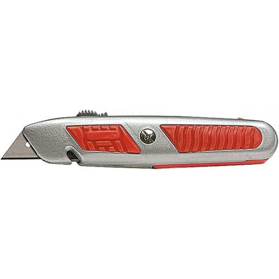 Ніж, 18 мм, висувне трапецієподібне лезо, відділення для лез, металевий корпус// MTX MASTER