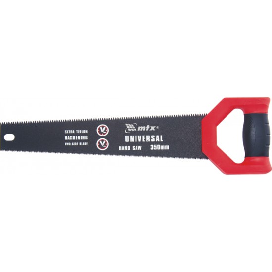 Ножівка по дереву, UNIVERSAL, 350 мм, дві рабочі кромки 13-14 TPI и 7-8 TPI, тефлонове покриття // M