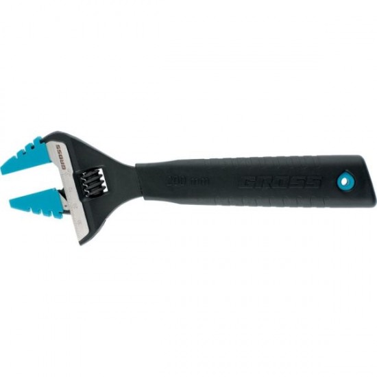 Ключ розвідний, 150 мм, CrV, тонкі губки, захисні насадки // GROSS