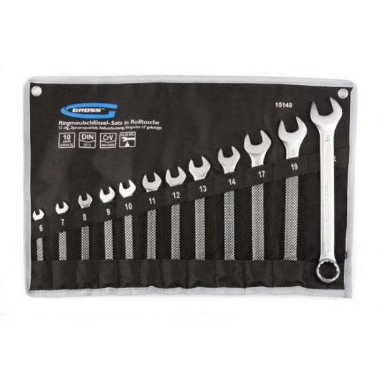 Набір ключів комбінованих 2-22 мм, 12 шт., CrV, холодний штамп // GROSS