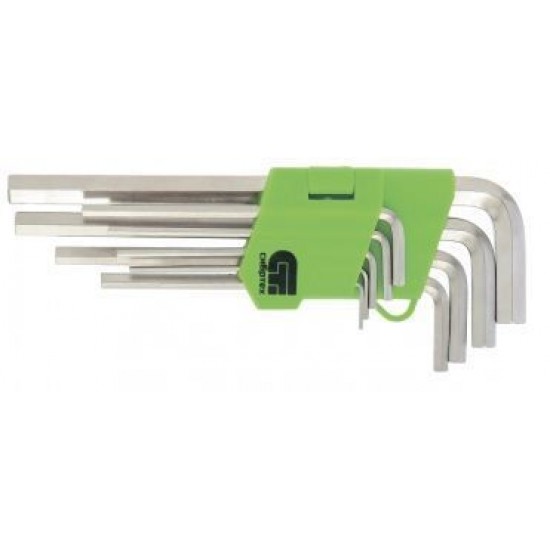 Набір ключів имбусовых HEX, 2-12 мм, 45x, загартовані, 9 шт., короткі, нікель.//Сибртех