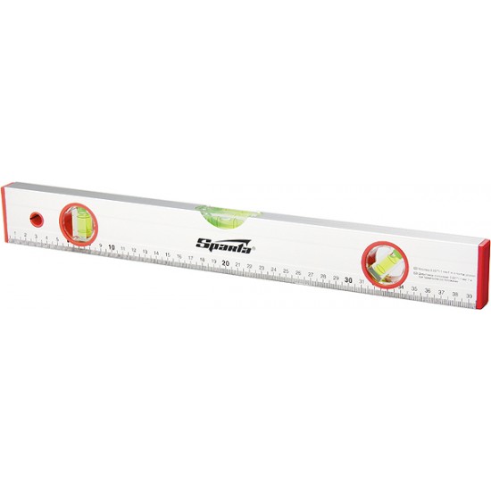 Рівень алюмінієвий, 400 мм, 3 вічка, лінійка// SPARTA