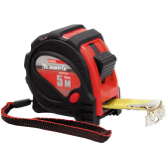 Рулетка Status magnet 3 fixations, 3 м х 16 мм, прогумований корпус, зачіп з магнітом// MTX