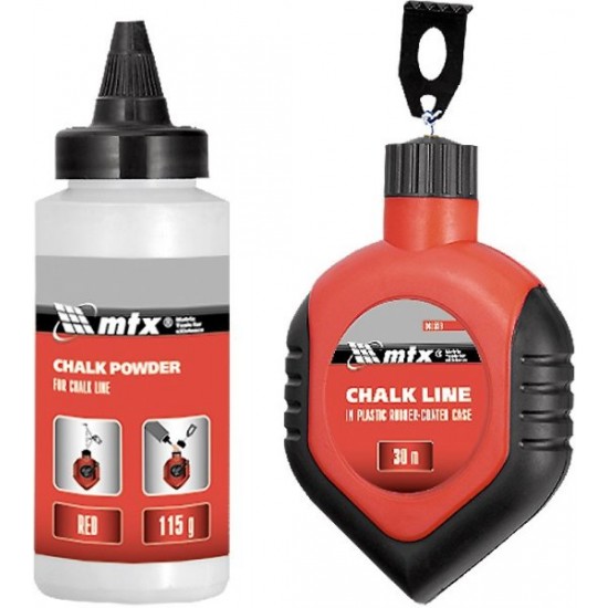 Шнур розмічувальний в пластмасовому прогумованному корпусі  + порошок червоний// MTX
