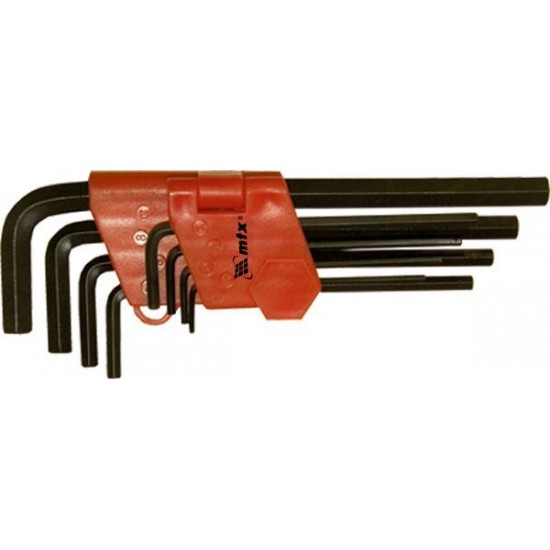 Набір ключів імбусових HEX, 1,5-10 мм, CrV, 9 шт., оксидовані, подовжені// MTX