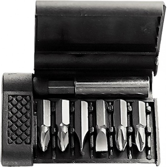 Набір біт, магнітний адаптер для біт, сталь 45Х, 7 предметів, в пластиковому  боксі// SPARTA