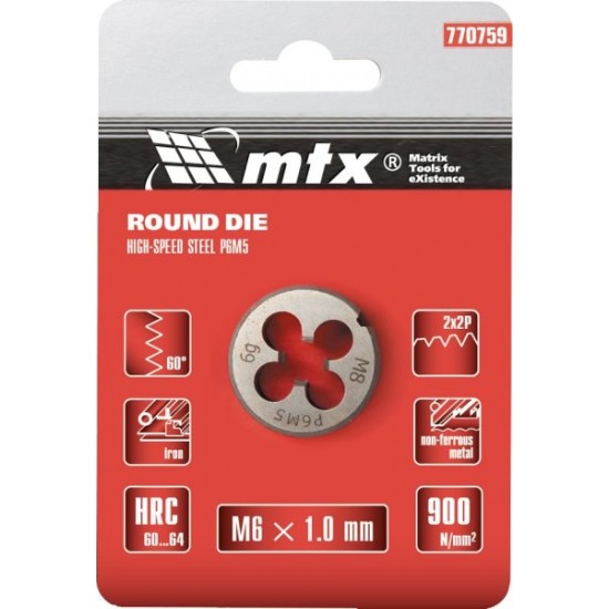 Плашка  М12 х 1,75 мм, Р6М5// MTX
