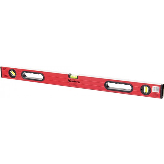 Рівень алюмінієвий, 600 мм, фрезерований, 3 вічка  (1 поворотний), дві ручки, посилений// MTX