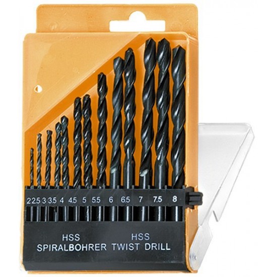 Набір свердел по металу, 2-8 мм (через 0,5 мм), HSS, 13 шт. циліндричний хвостовик// SPARTA