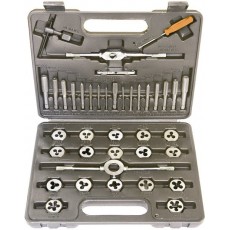 Набір мітчиків і плашок М3 - М12, плашко-мітчикотримач, 40 предметів, в пластиковому  боксі// SPARTA