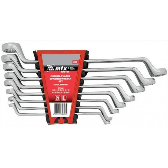 Набір ключів накидних 8шт. (6-22мм), CrV, Elliptical, дзерк. хромування// MTX MASTER