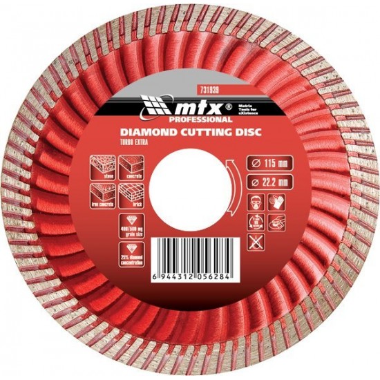 Диск алмазний відрізний Turbo Extra, 180 х 22,2 мм, сухе різання// MTX PROFESSIONAL