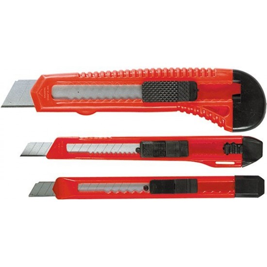 Набір ножів, висувні леза, 9-9-18 мм, 3 шт.// MTX