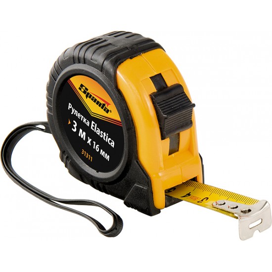 Рулетка Elastica, 10 м х 25 мм, прогумований корпус// SPARTA