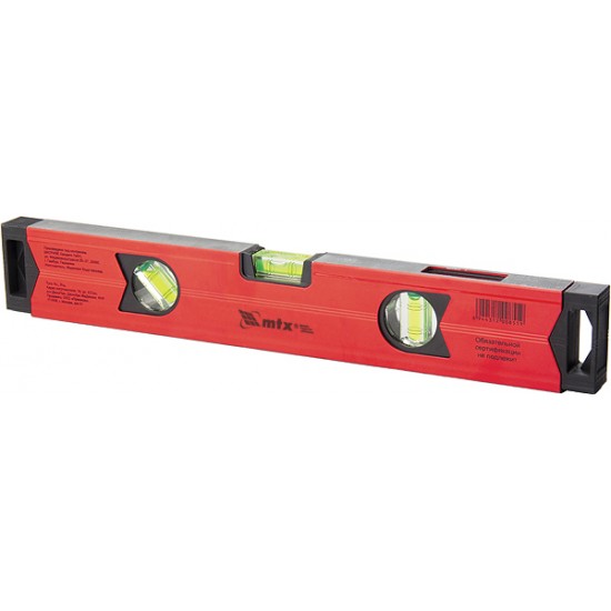 Рівень алюмінієвий, 1500 мм, фрезерований, 3 вічка (1 дзеркальний), посилений// MTX