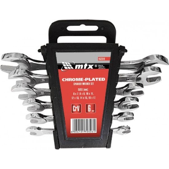 Набір ключів ріжкових, 6 х 22 мм, 8 шт., CrV, хромовані// MTX